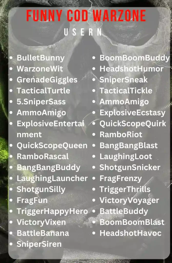 550+ Funny Cod Warzone Names